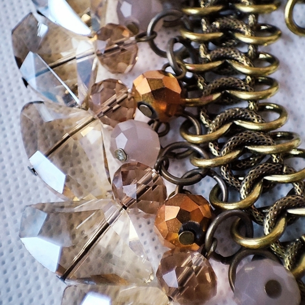 Unsigned Statement Necklace Huge Abstract Glass L… - image 6